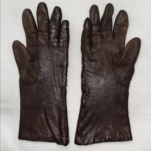 Women’s Brown Leather Gloves, Made in Italy. Size 6